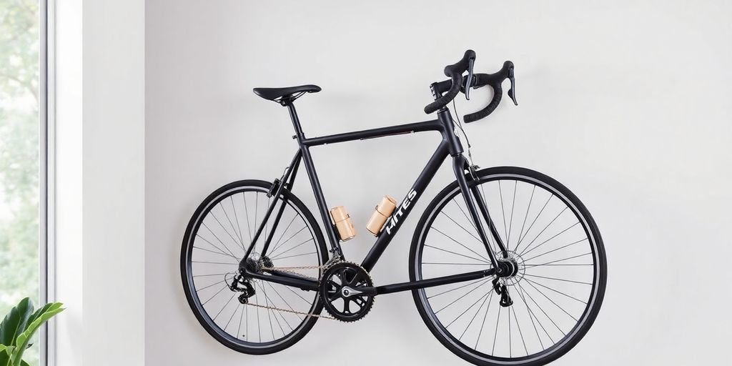 Hornit CLUG bike rack holding a bicycle on wall.