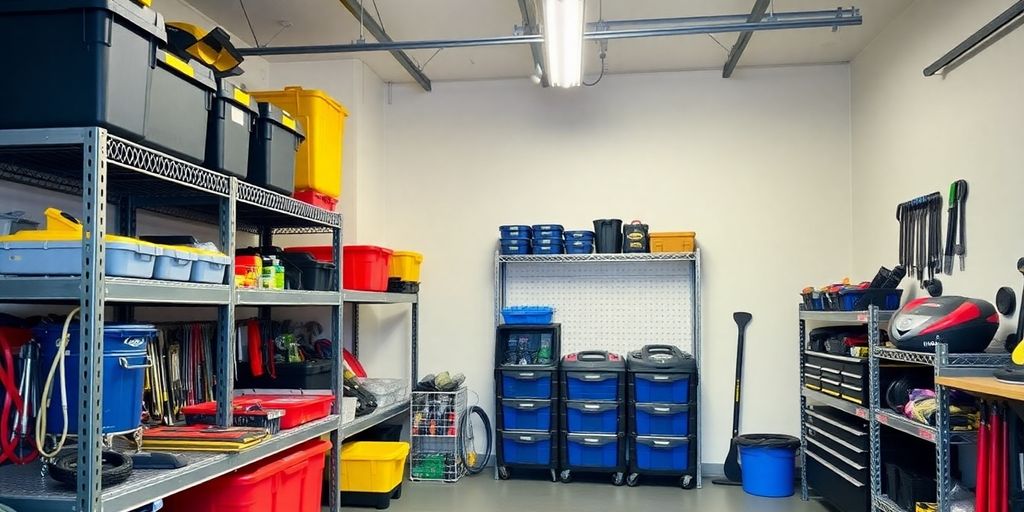 Garage shelving installation.
